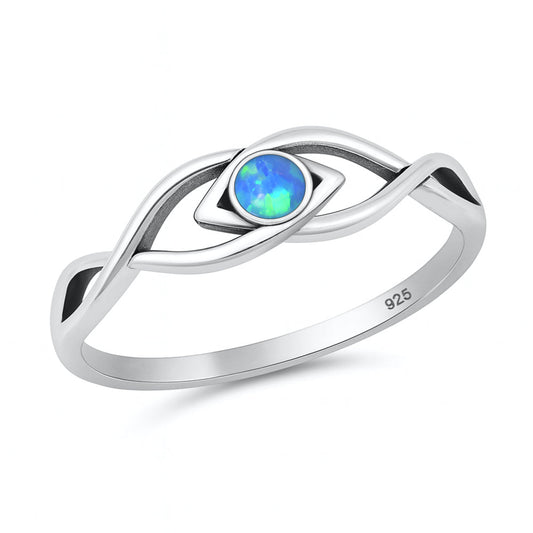 Sterling Silver Blue Lab Opal Infinity Ring