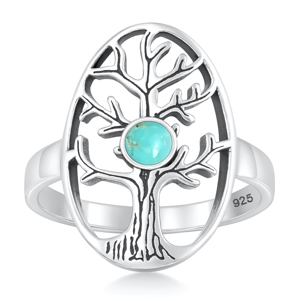 Sterling Silver Turquoise Tree of Life Ring
