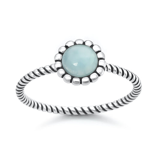 Sterling Silver Larimar Flower Ring