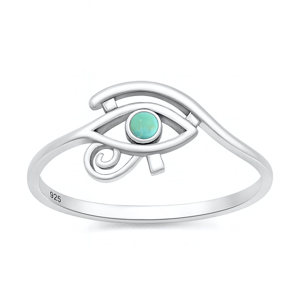 Sterling Silver Turquoise Eye of Horus Ring