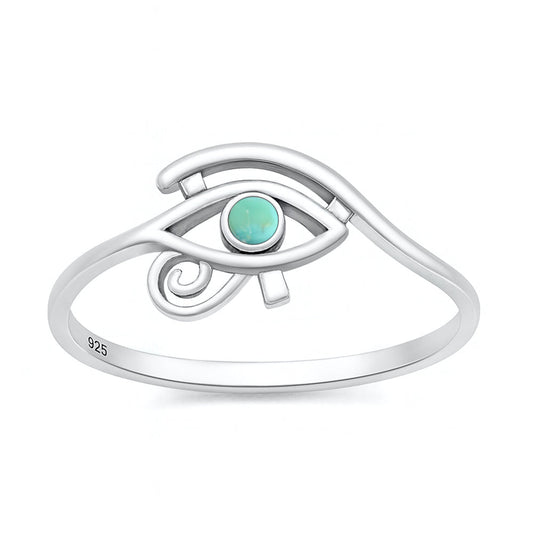 Sterling Silver Turquoise Eye of Horus Ring