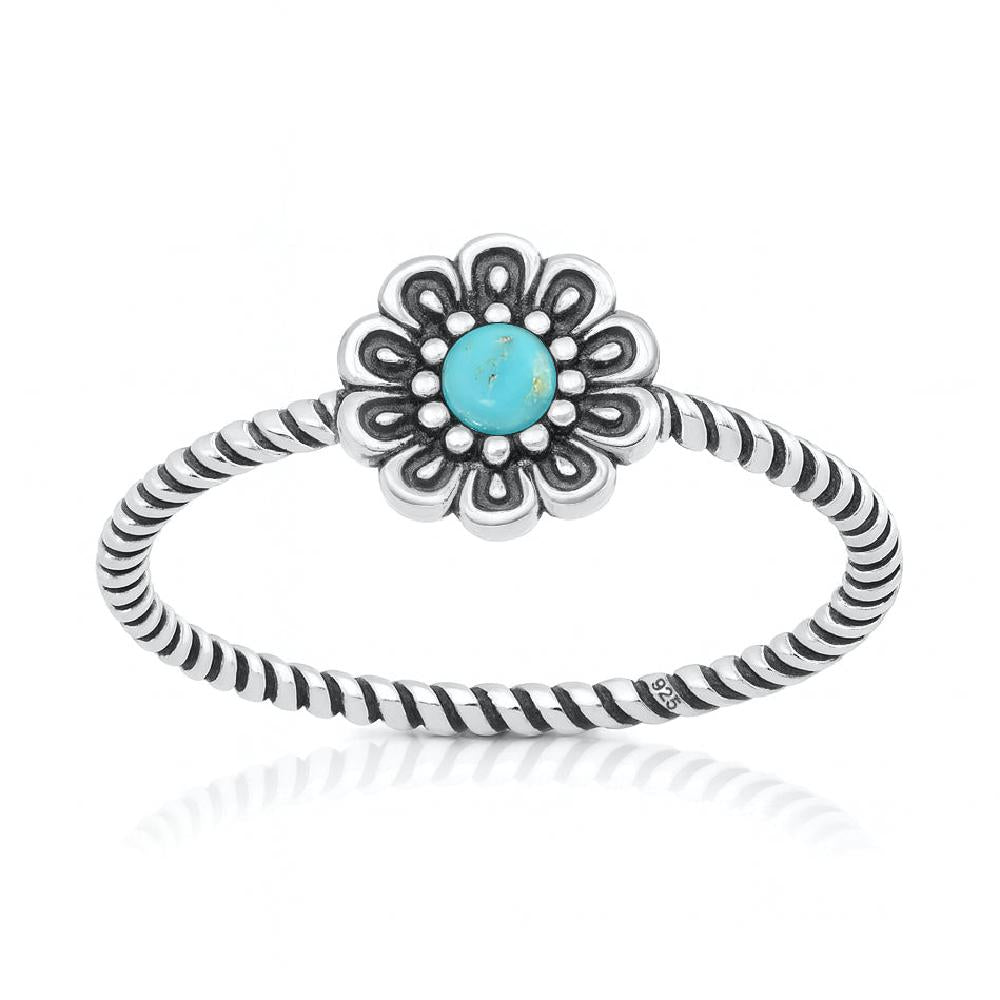 Sterling Silver Turquoise Flower Ring