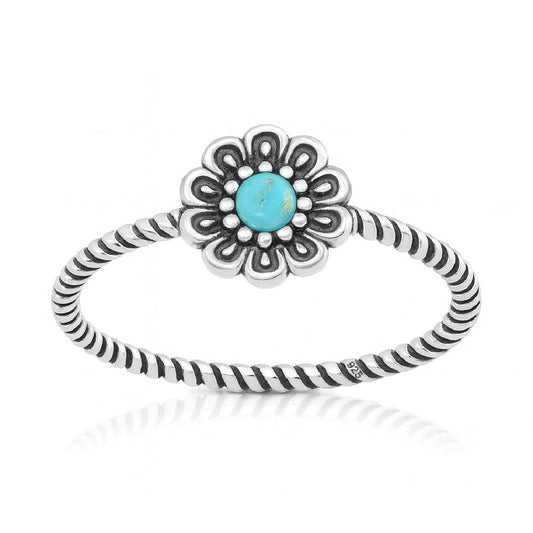 Sterling Silver Turquoise Flower Ring