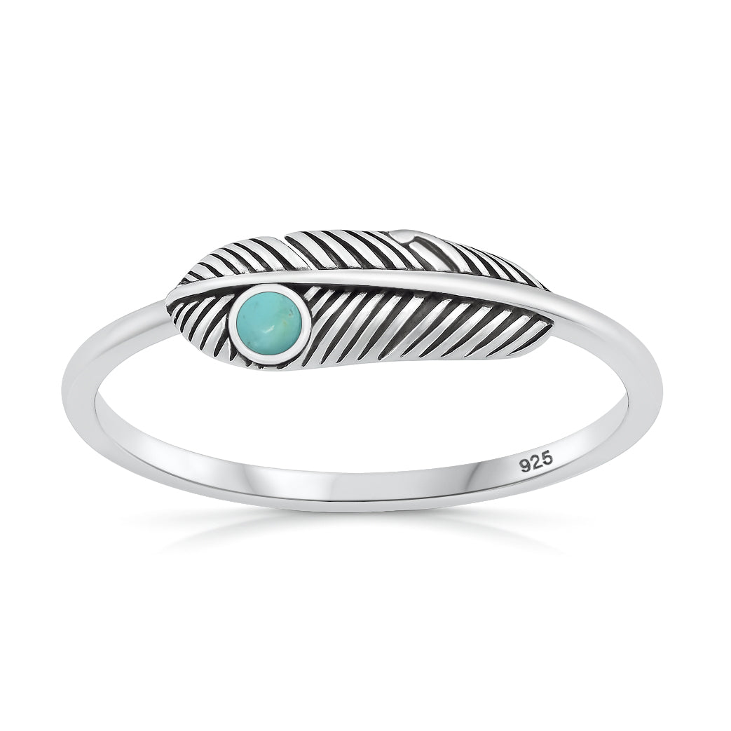 Sterling Silver Turquoise Feather Ring