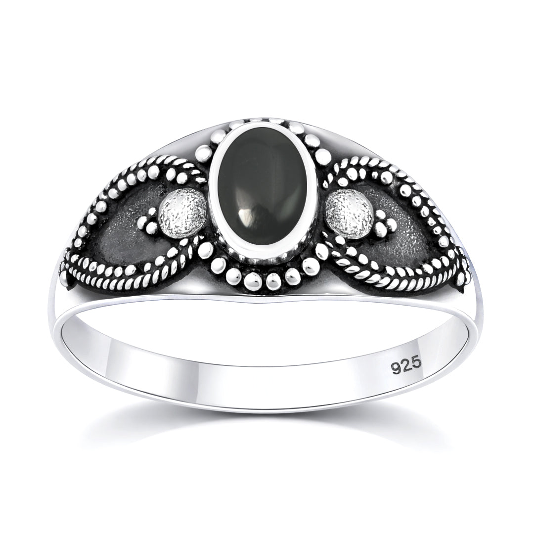 Sterling Silver Agate Filigree Ring