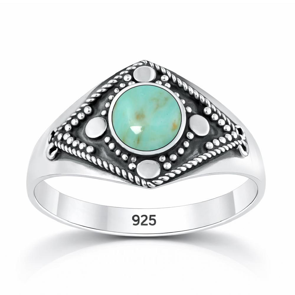 Sterling Silver Turquoise Bali Style Ring