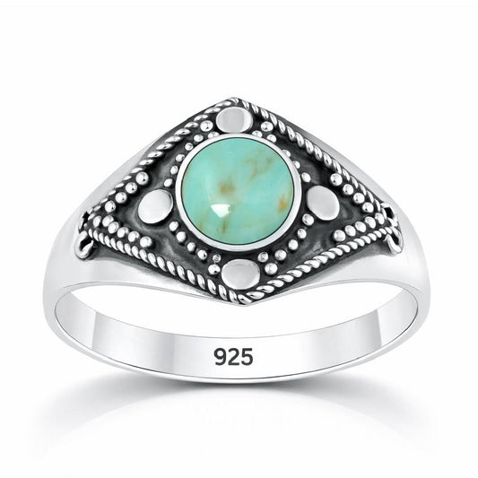 Sterling Silver Turquoise Bali Style Ring