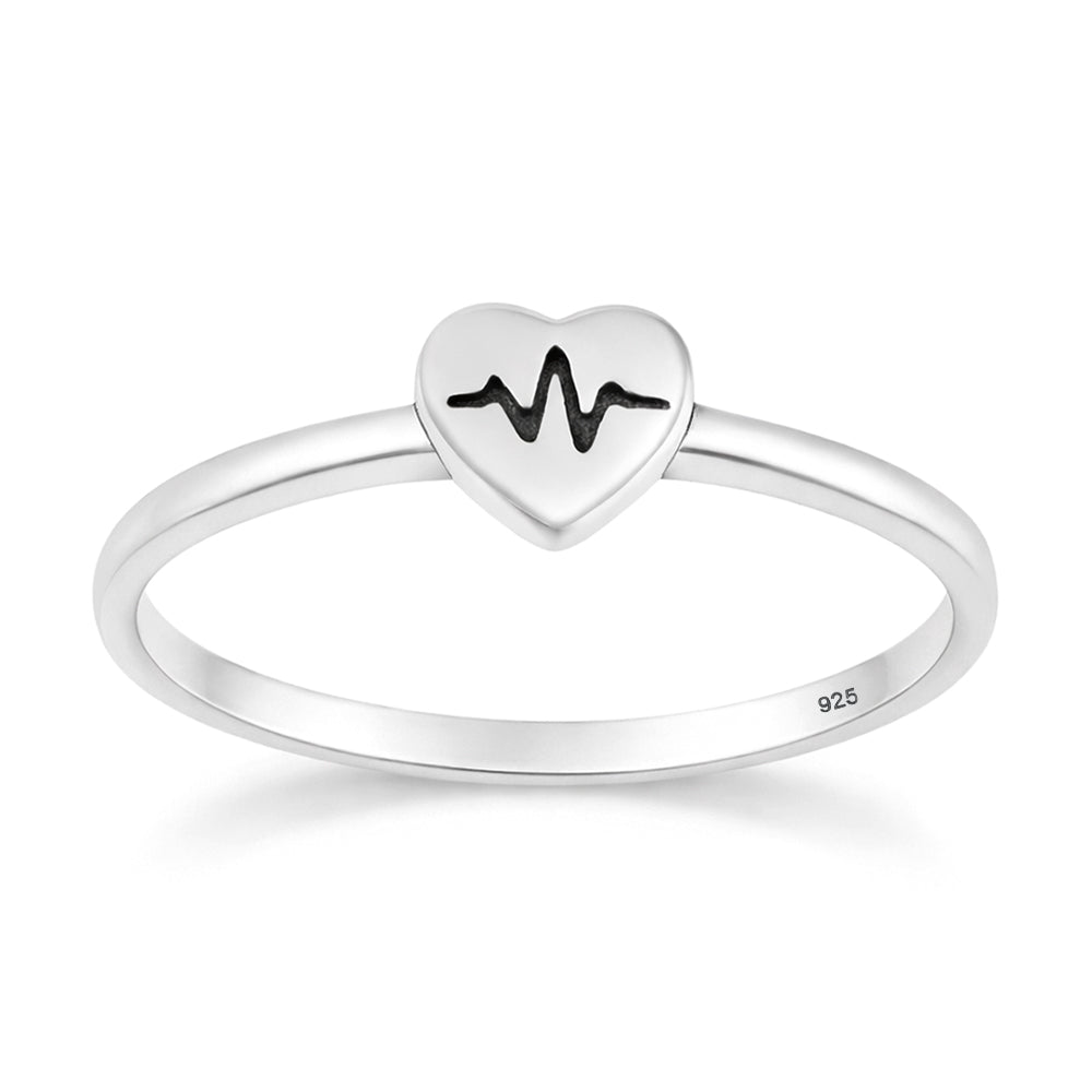 Sterling Silver EKG Heartbeat Pulse Ring