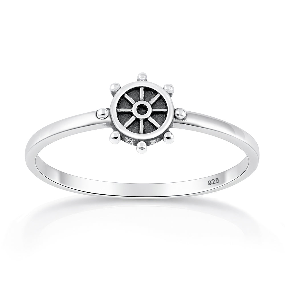 Sterling Silver Ship Helm Wheel Sailor Ring