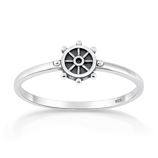 Sterling Silver Ship Helm Wheel Sailor Ring