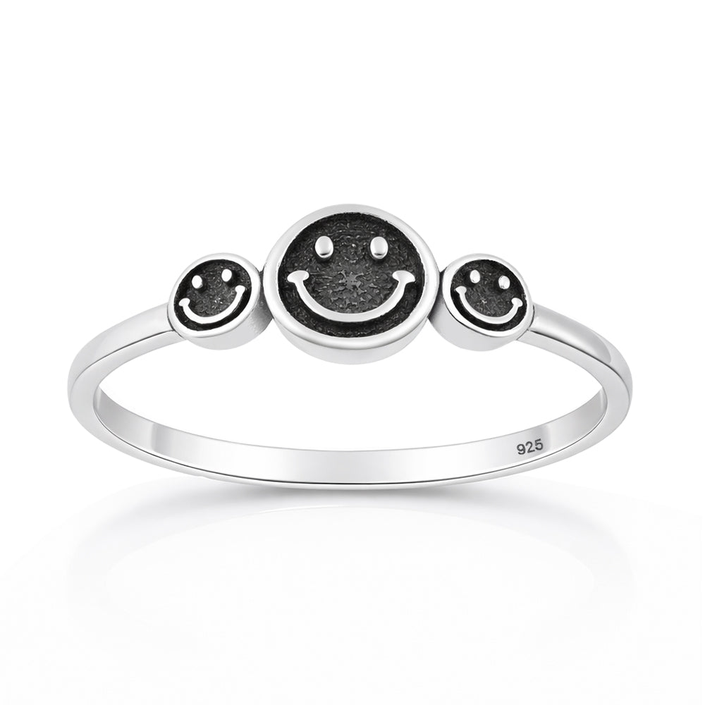 Sterling Silver Smiley Face Ring