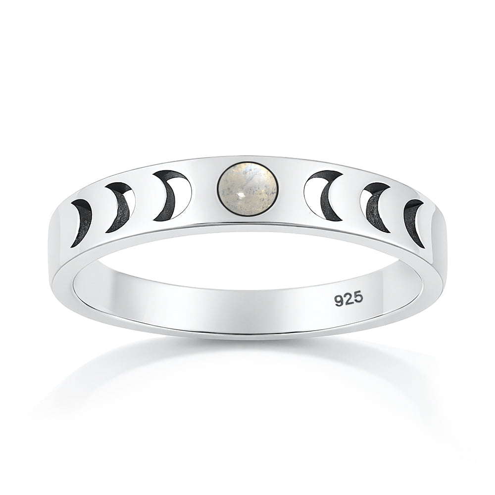 Sterling Silver Moonstone Moon Phase Ring