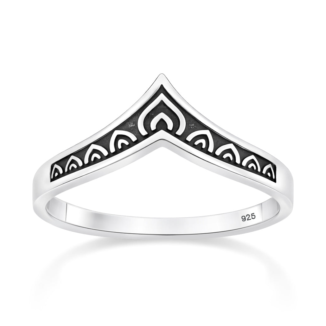 Sterling Silver Chevron Flower Ring