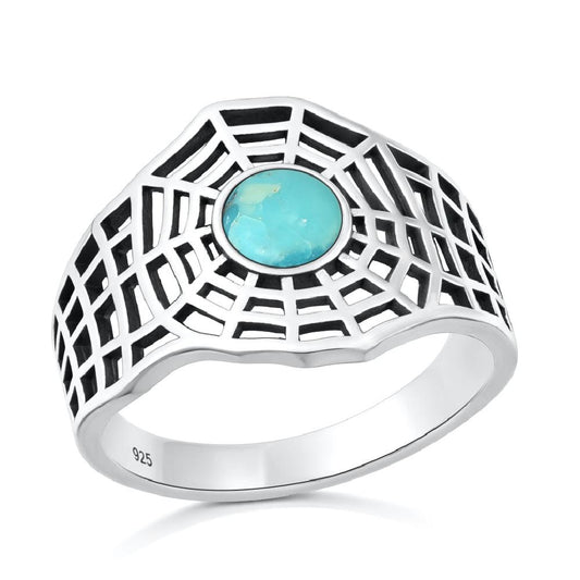 Sterling Silver Turquoise Spiderweb Ring