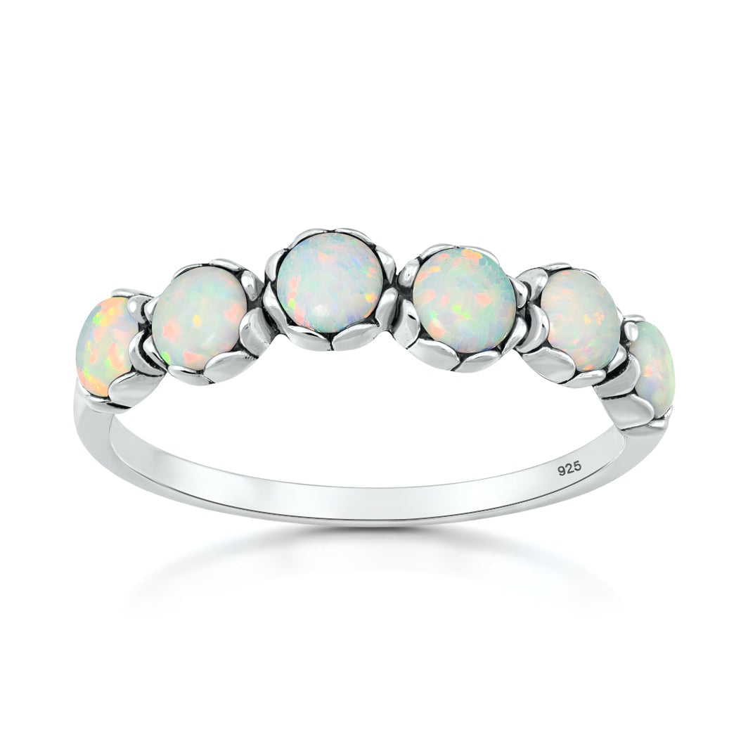 Sterling Silver White Synthetic Opal Ring