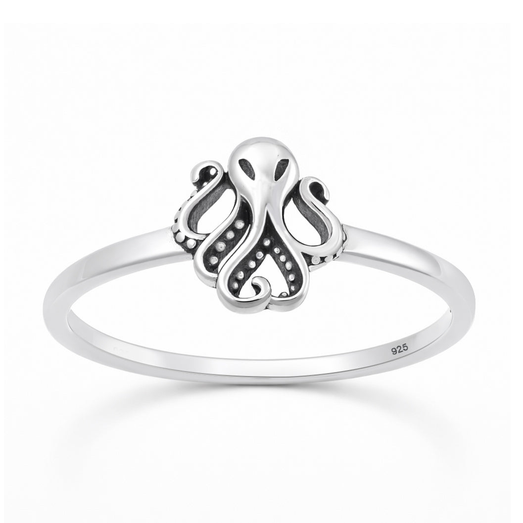Sterling Silver Octopus Tentacles Ring