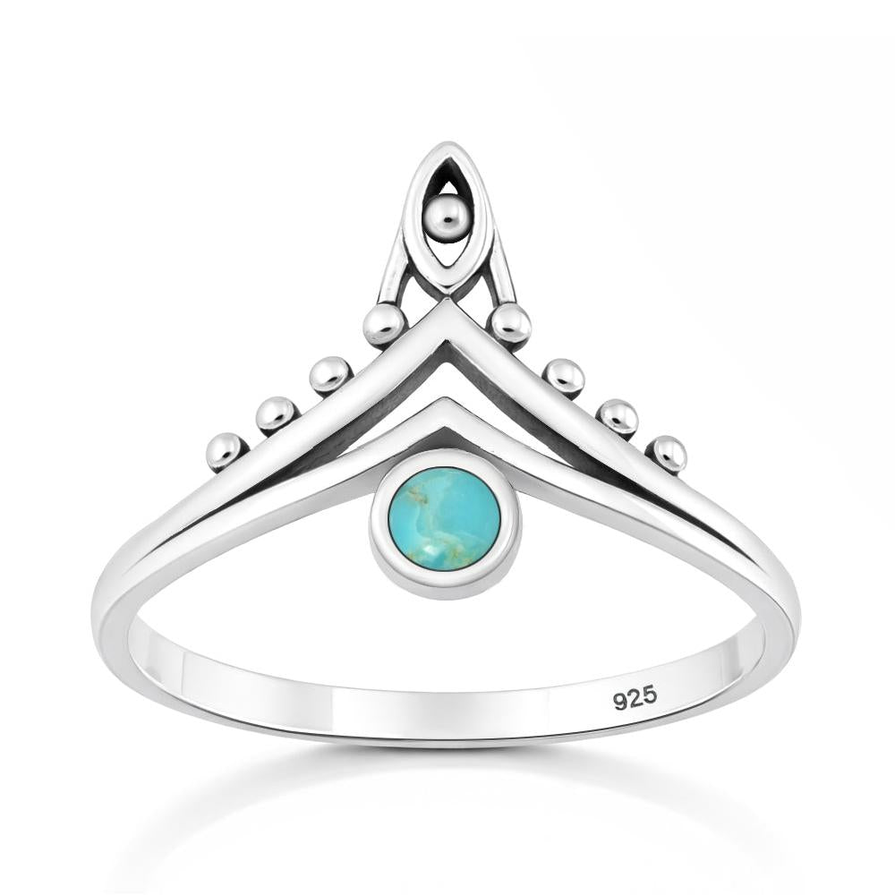 Sterling Silver Turquoise Chevron Ring