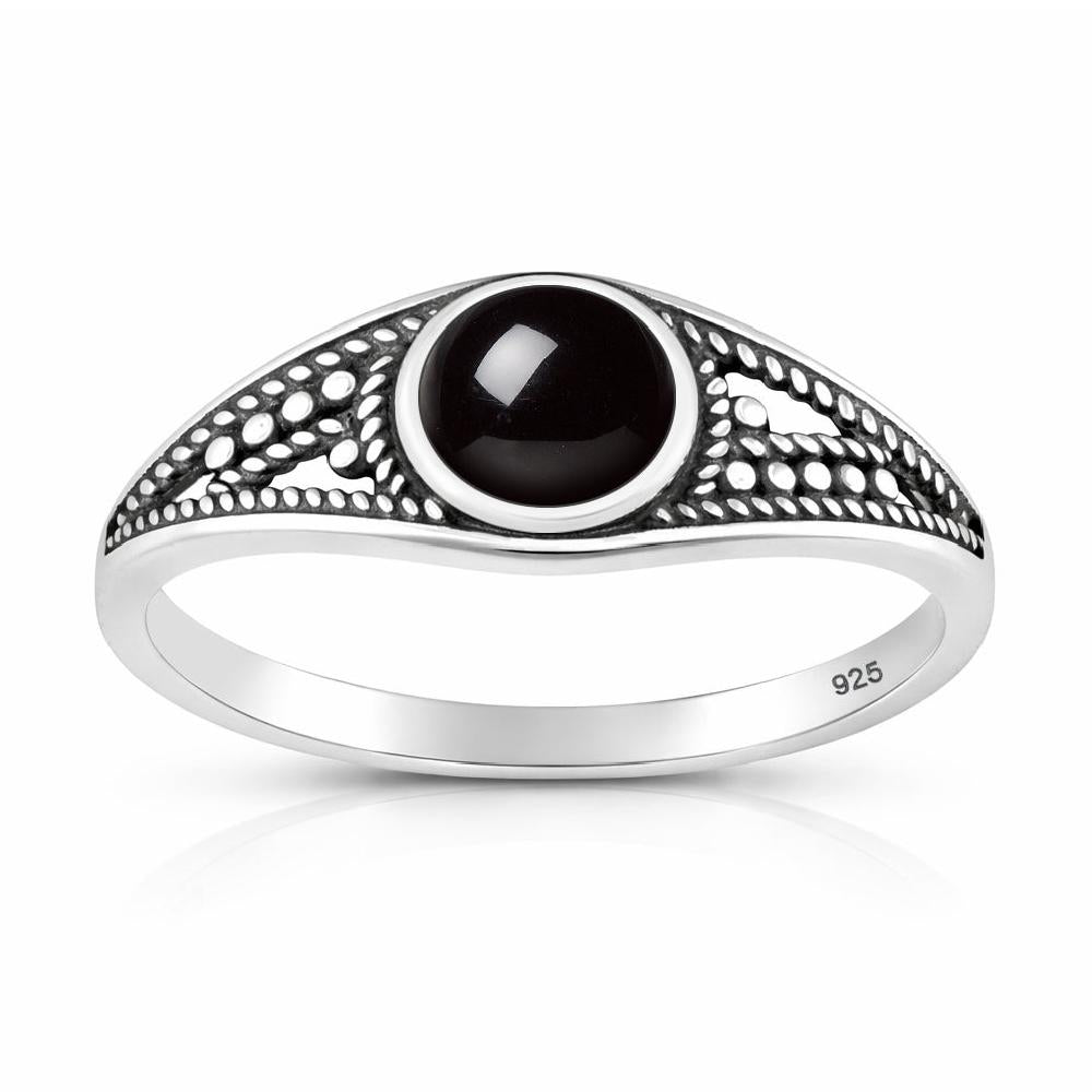 Sterling Silver Bali Design Oxidized Rope Chain Ring