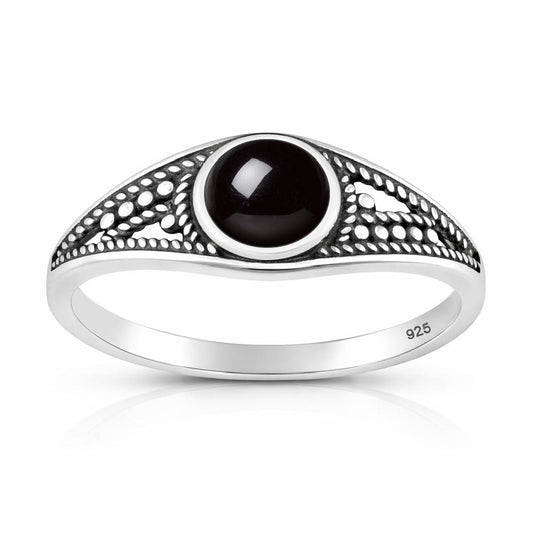 Sterling Silver Bali Design Oxidized Rope Chain Ring