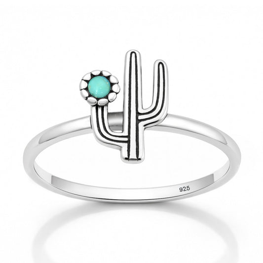 Sterling Silver Turquoise Cactus Ring