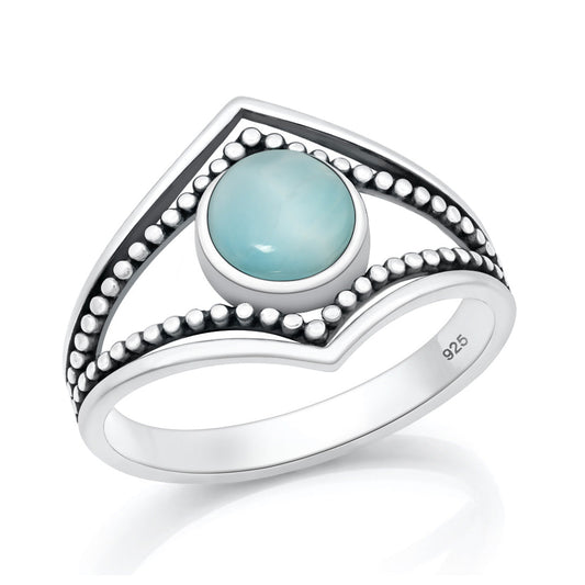 Sterling Silver Bali Style Solitaire Chevron Ring
