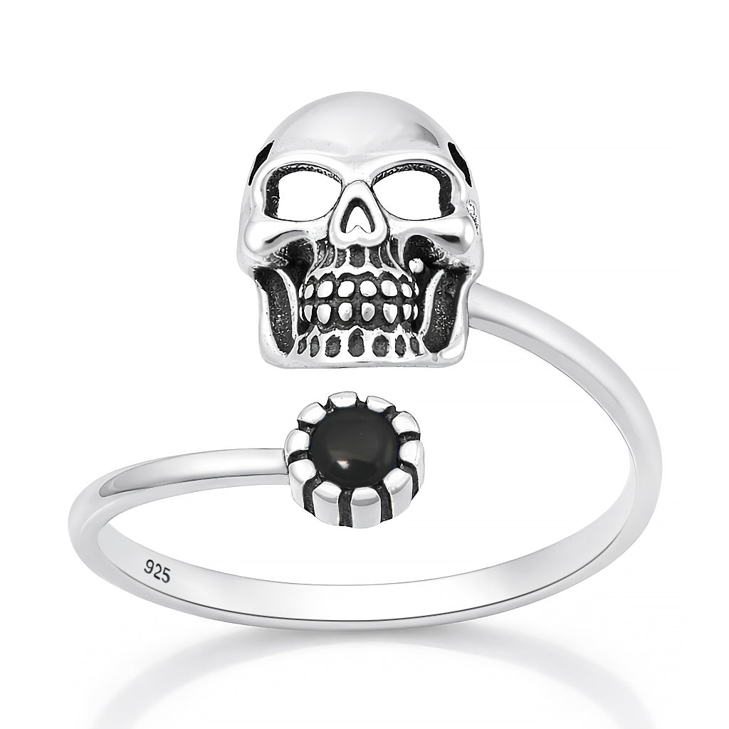 Sterling Silver Adjustable Skull Skeleton Ring