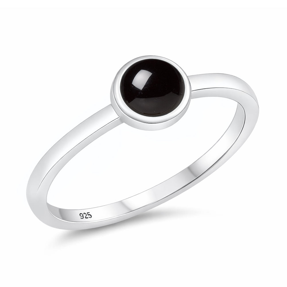 Sterling Silver Black Agate Solitaire Ring