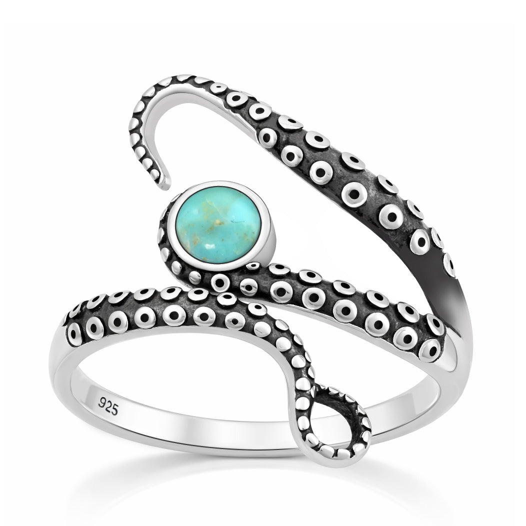 Sterling Silver Turquoise Octopus Ring