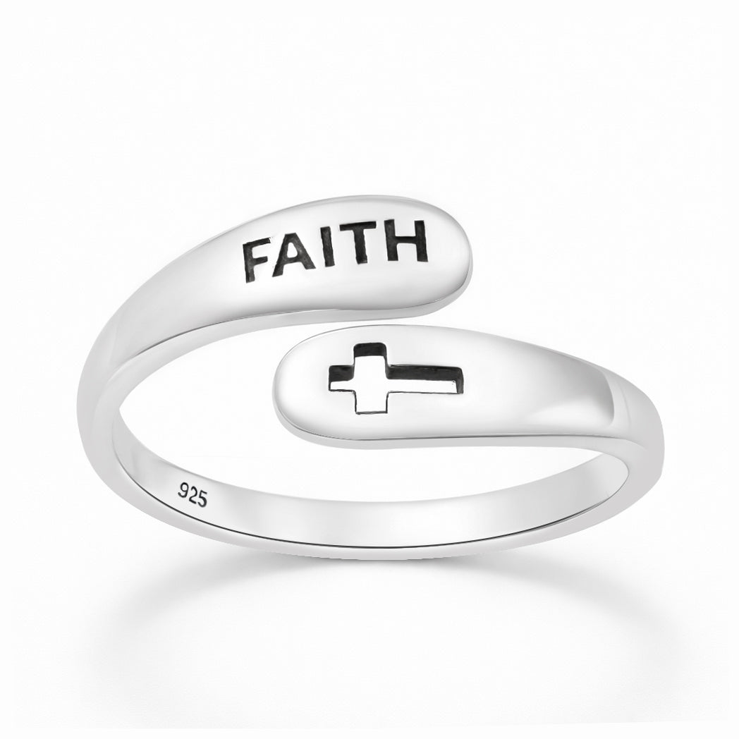 Sterling Silver Faith Cutout Cross Ring