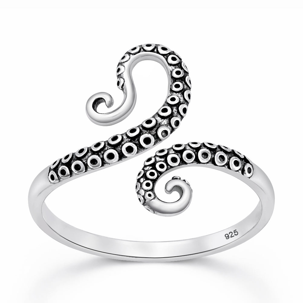 Sterling Silver Octopus Tentacles Ring