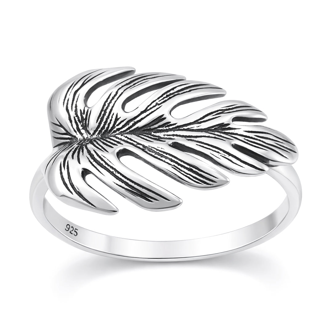 Sterling Silver Leaf Plant Ring
