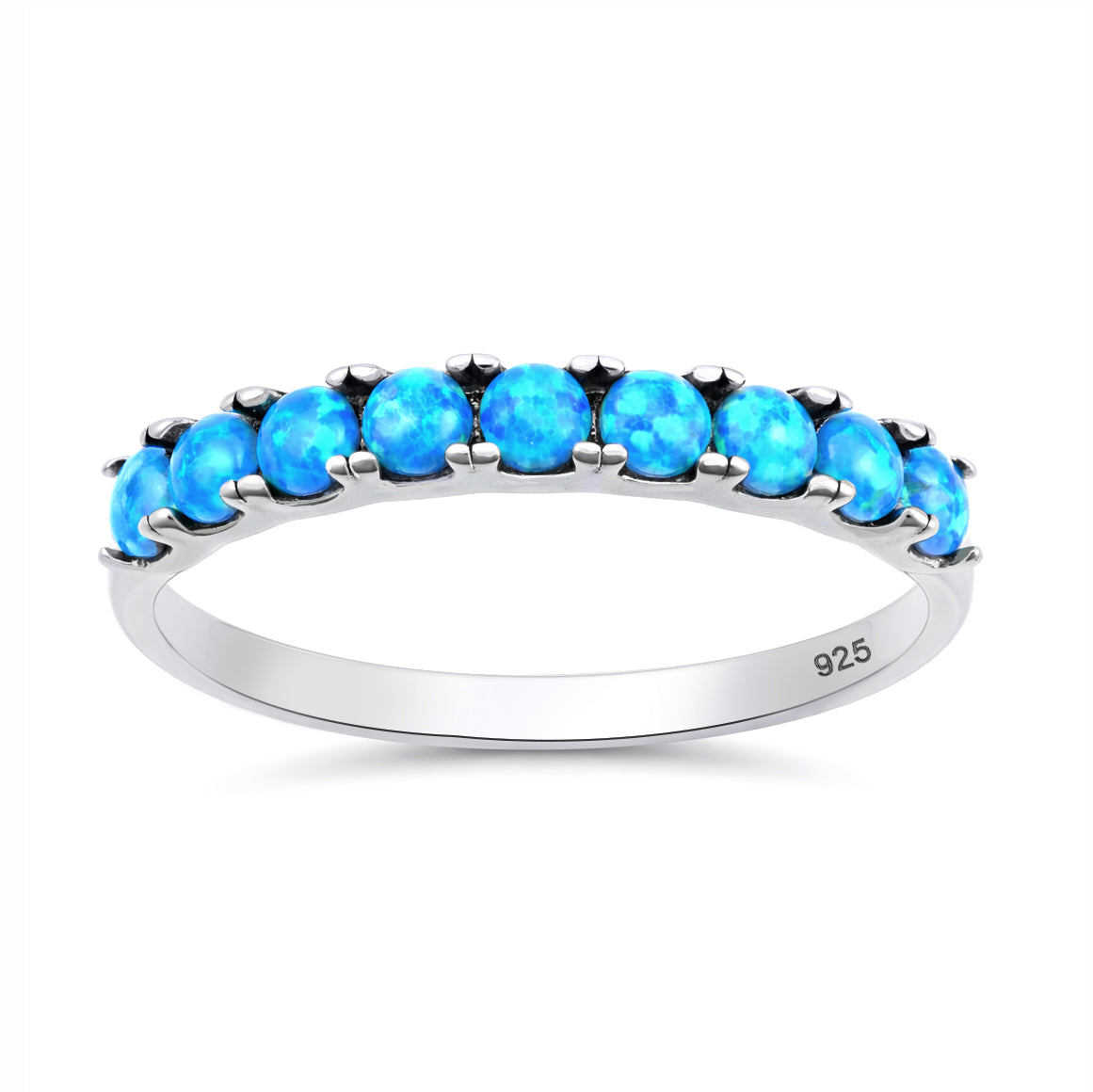 Sterling Silver Synthetic Opal Stacking Ring