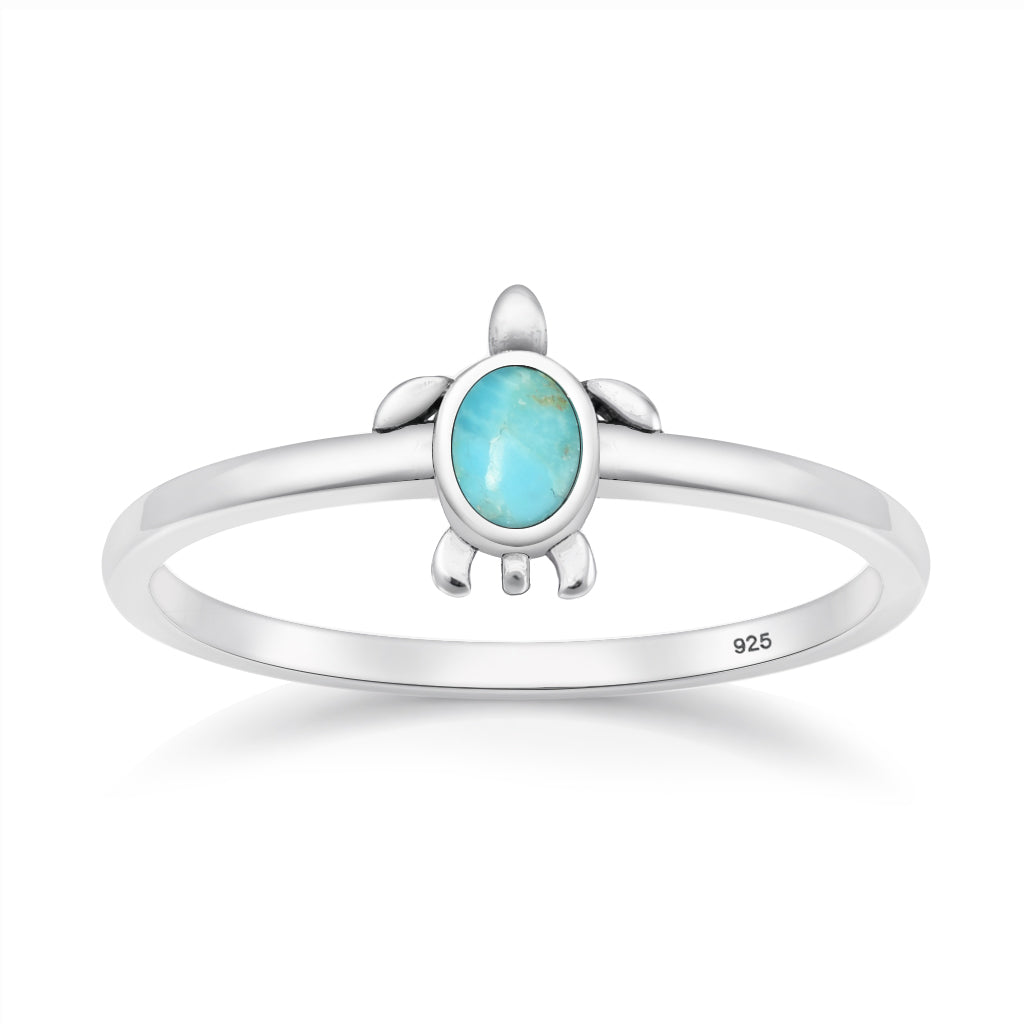 Sterling Silver Turquoise Sea Turtle Ring