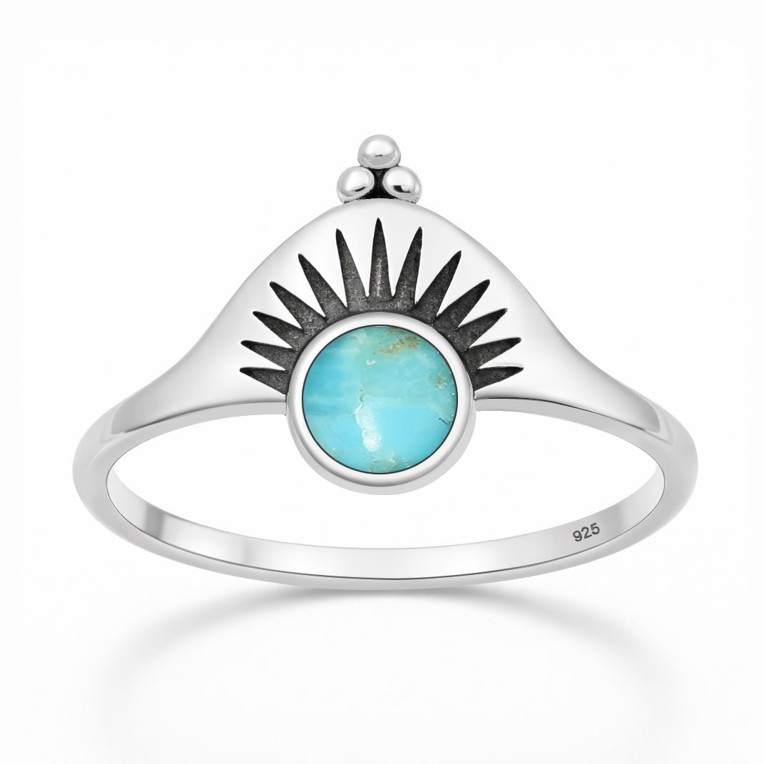 Sterling Silver Turquoise Sunburst Ring