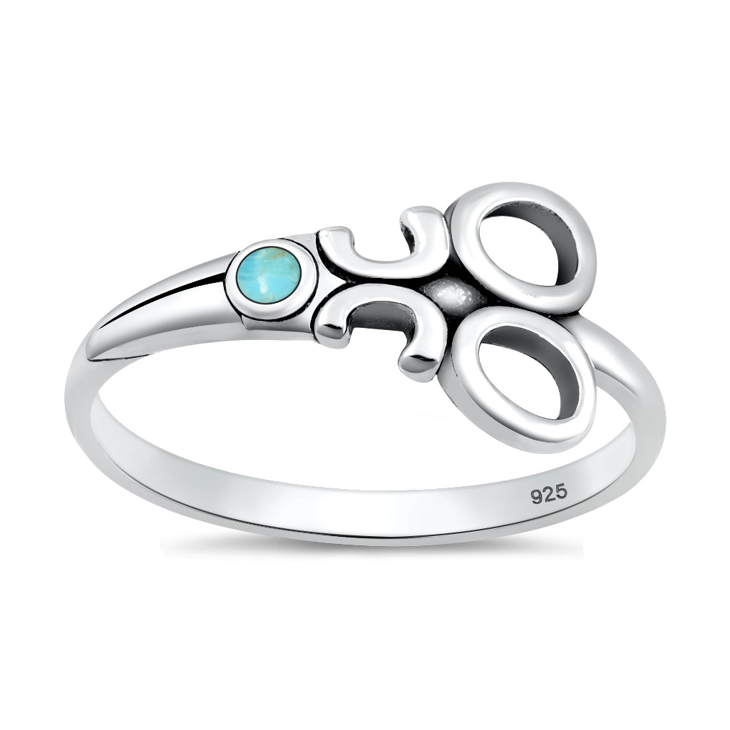 Sterling Silver Turquoise Scissors Ring