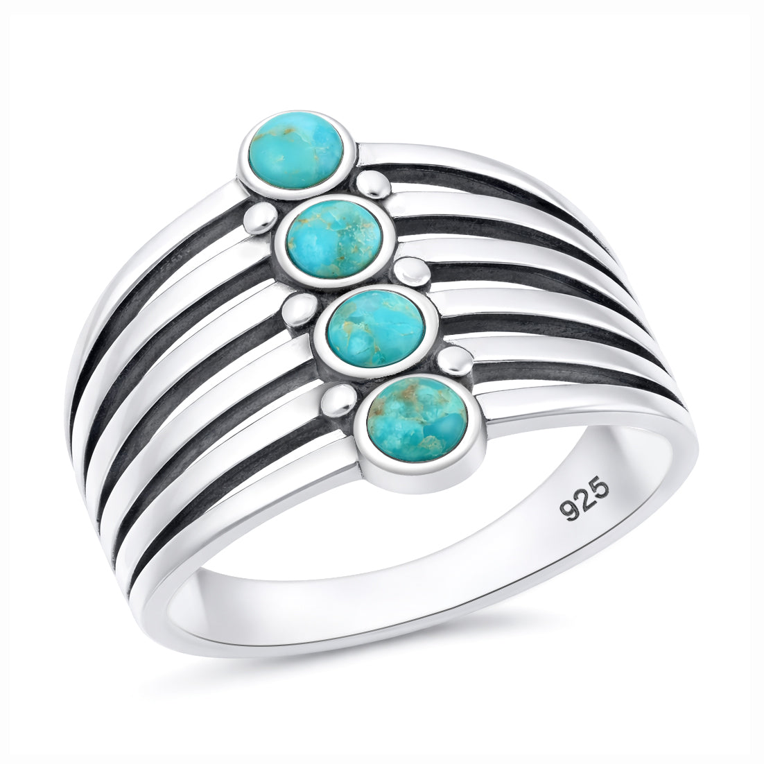 Sterling Silver Stacked Turquoise Ring