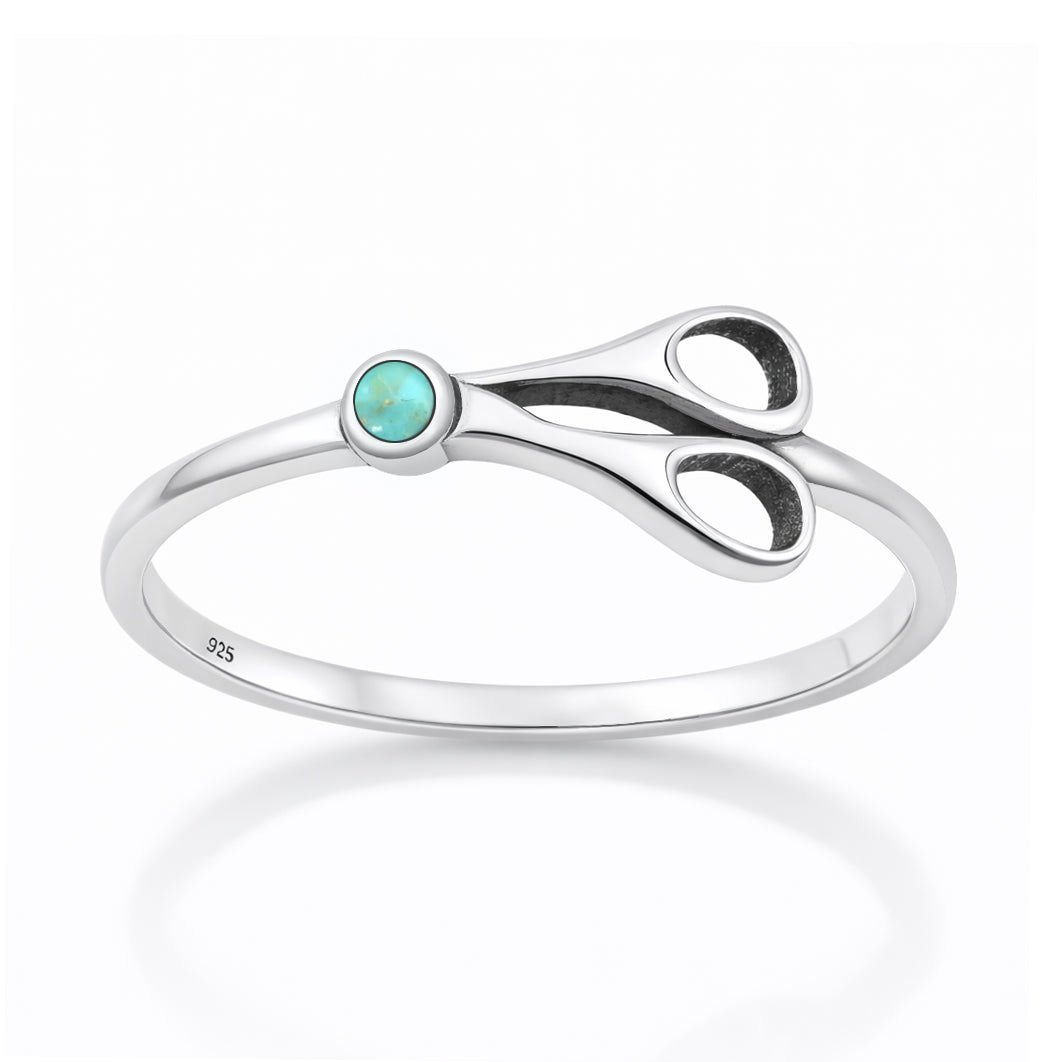 Sterling Silver Turquoise Scissors Ring