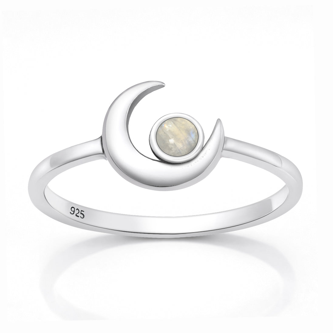 Sterling Silver Moonstone Crescent Moon Ring
