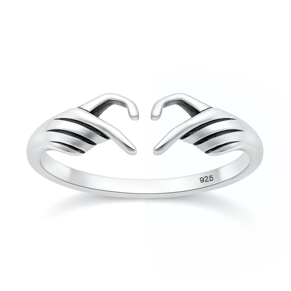 Sterling Silver Adjustable Heart Fingers Hand Gesture Ring