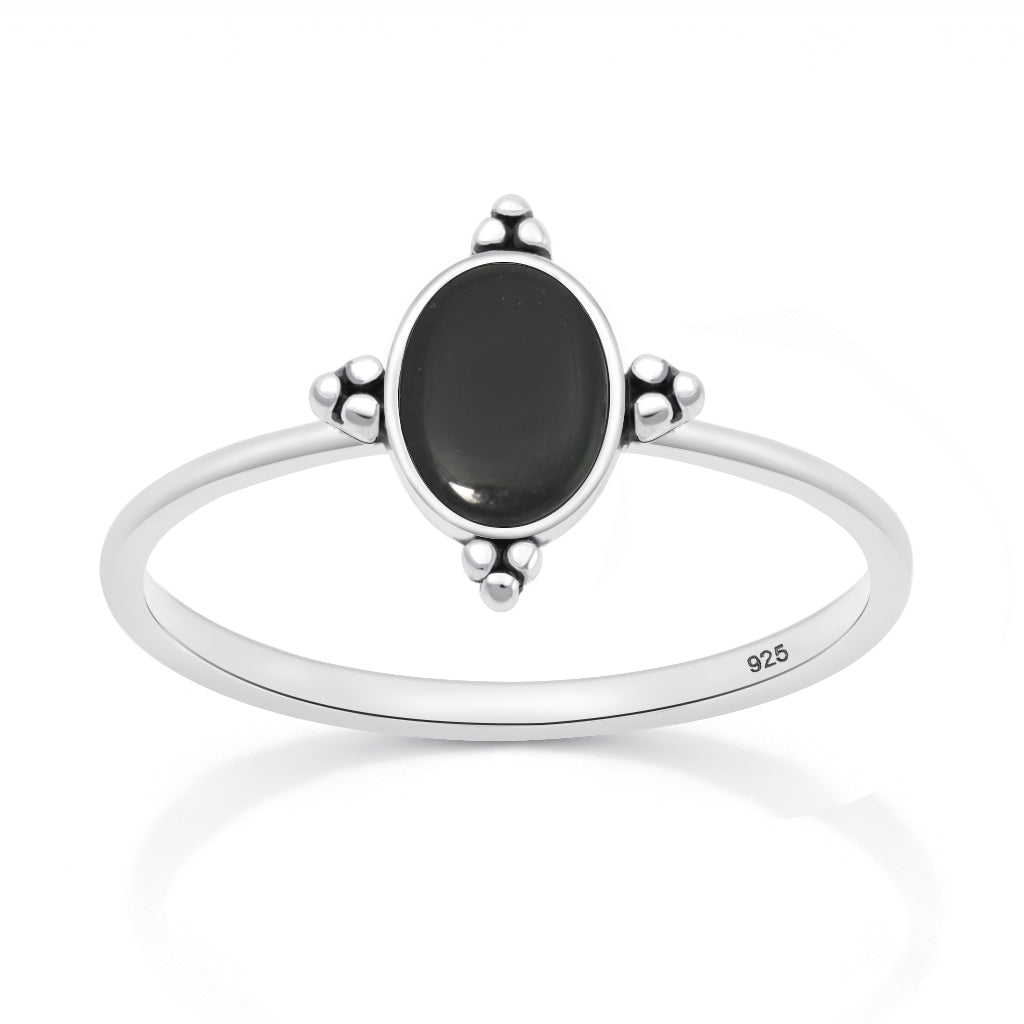 Sterling Silver Black Agate Ring
