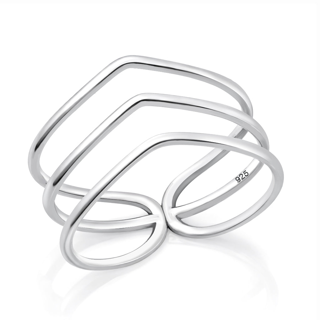 Sterling Silver Chevron Wide Ring