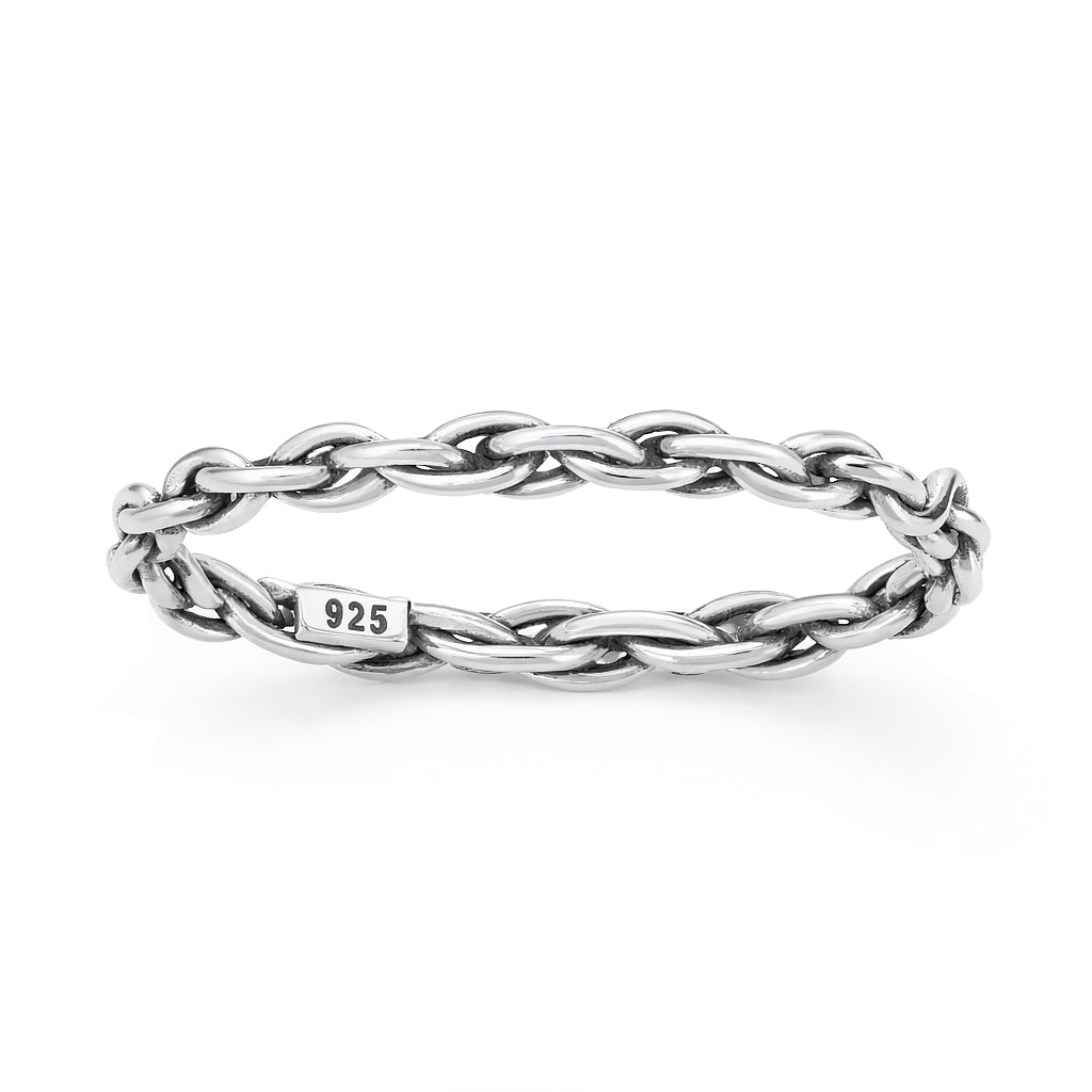 Sterling Silver Loose Rope Chain Link Eternity Band Stacking Ring