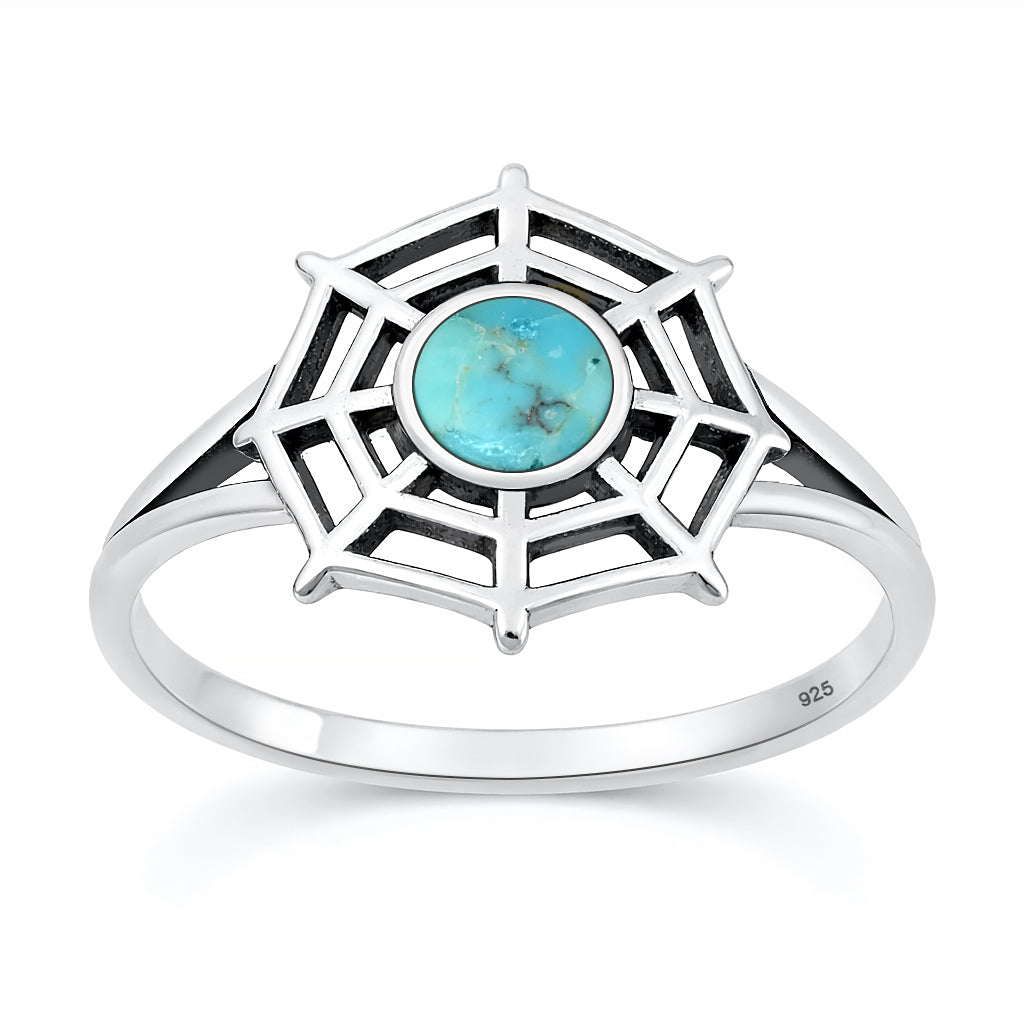 Sterling Silver Turquoise Spiderweb Ring