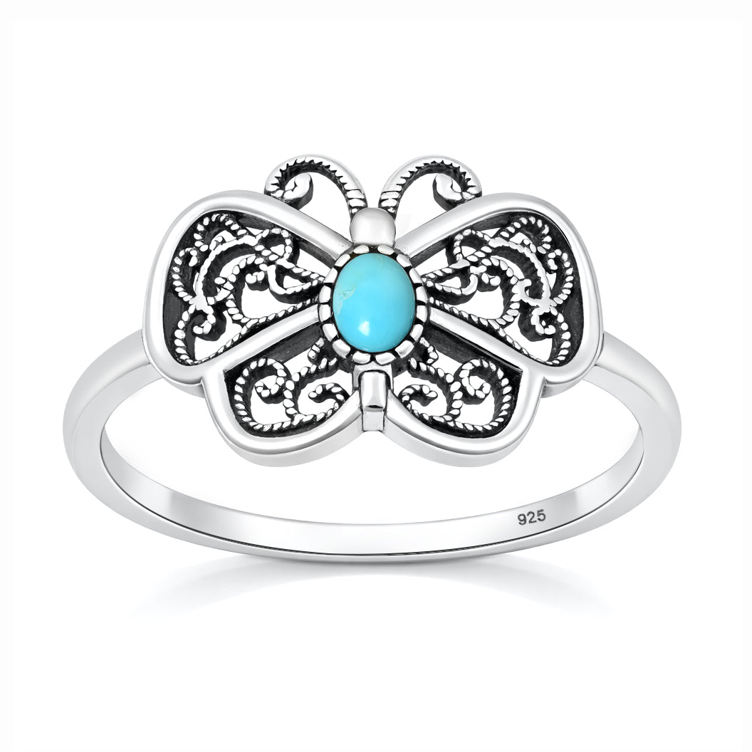 Sterling Silver Turquoise Butterfly Ring