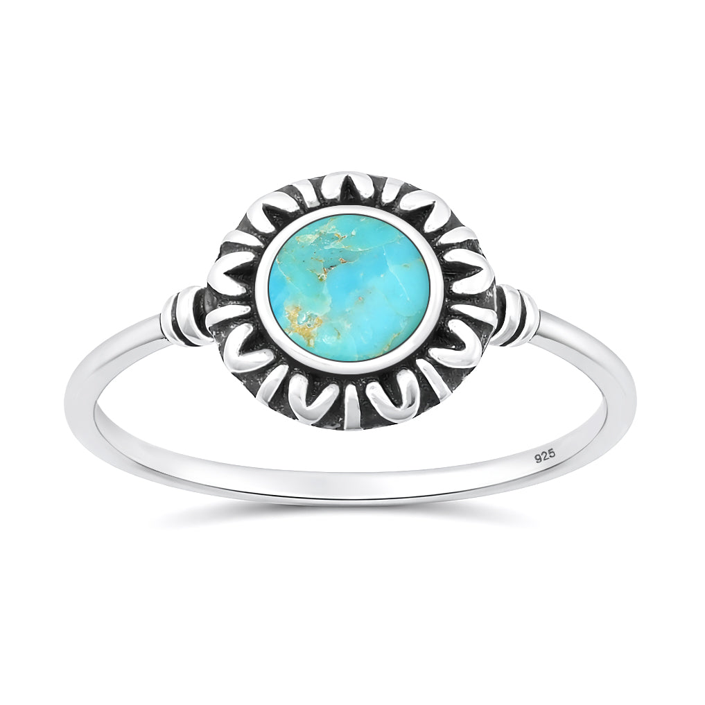 Sterling Silver Turquoise Sunburst Ring