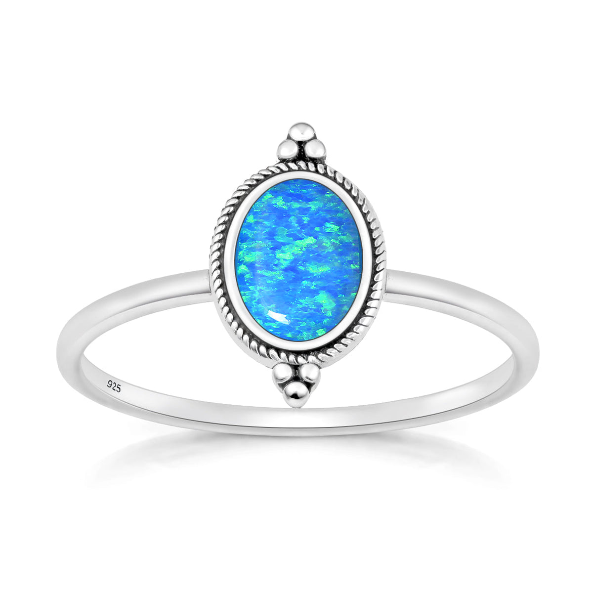Sterling Silver Blue Synthetic Opal Ring