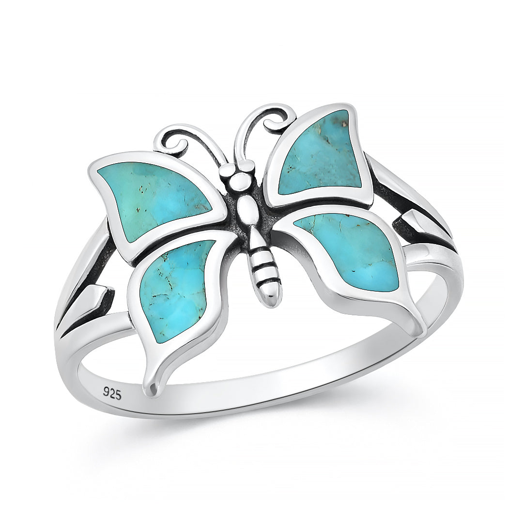 Sterling Silver Turquoise Butterfly Ring