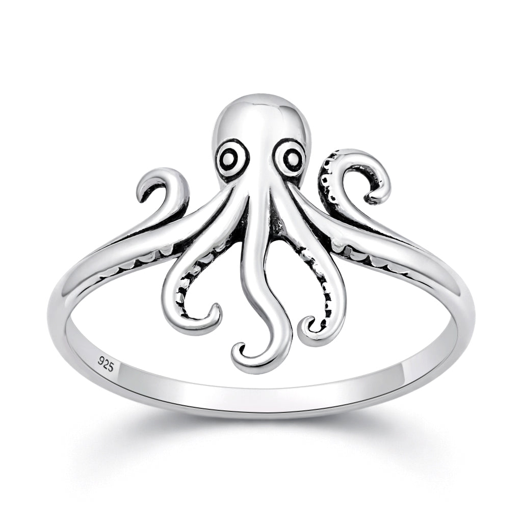 Sterling Silver Octopus Tentacles Ring