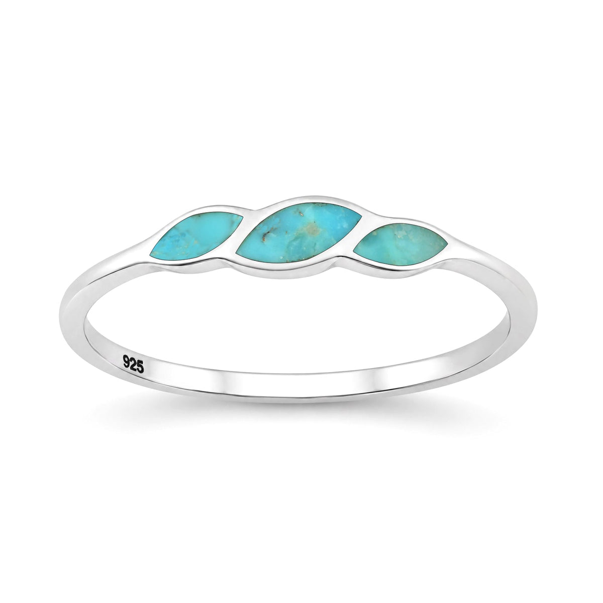 Sterling Silver Turquoise Twisted Knot Wave Ring