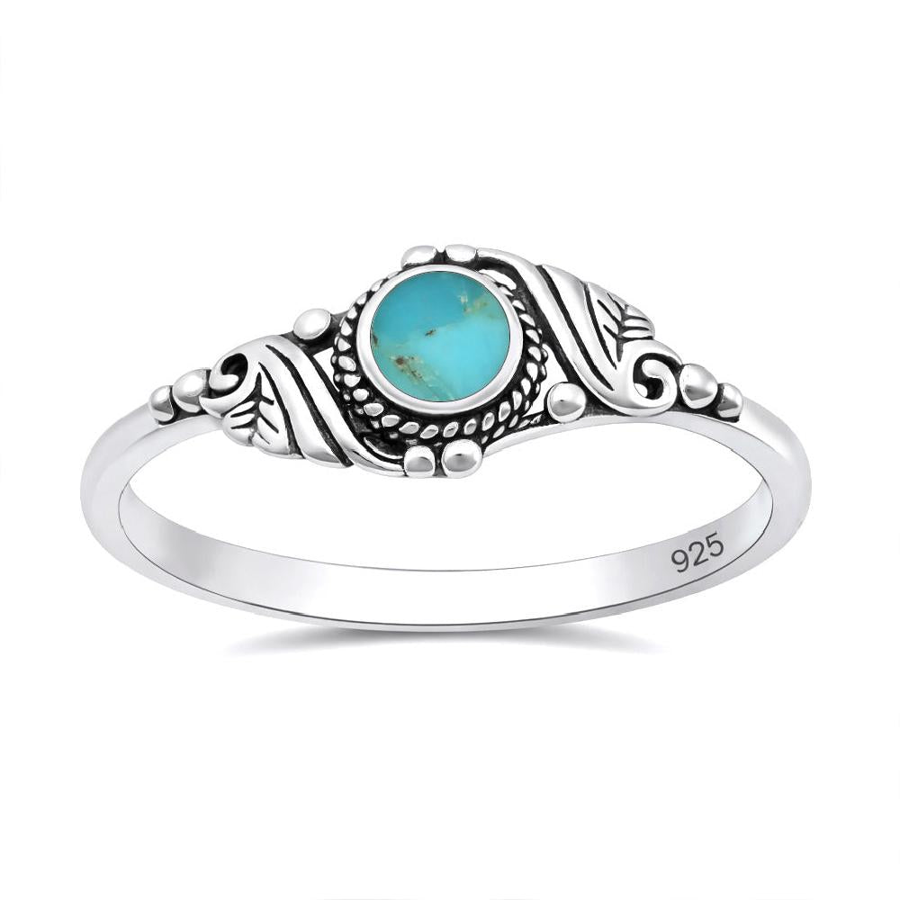 Sterling Silver Turquoise Leaf Ring